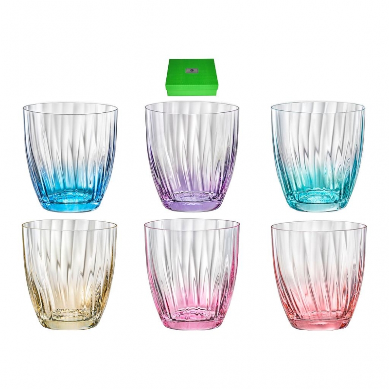 Juego 6 Vasos Agua Puntos Color Cristal 300 Ml a precio barato Color  Turquesa