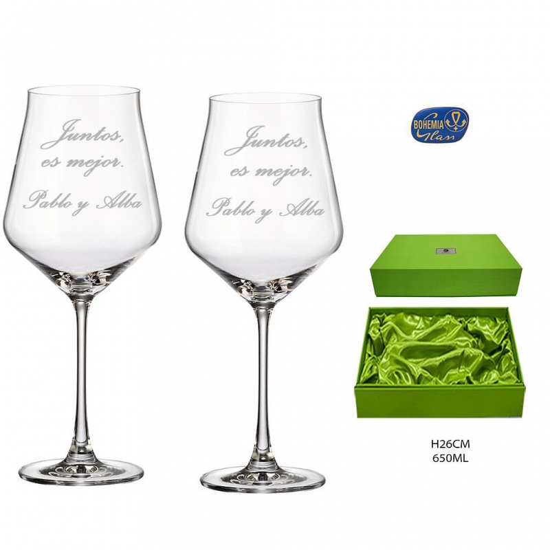  Juego de 2 copas de vino personalizadas con monograma, 20 onzas  (diseño 5, copa de vino) : Hogar y Cocina