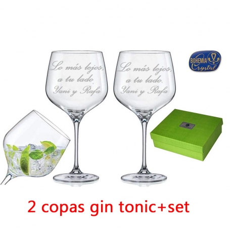 Juego de Gin Tonic 820ml Bohemia 2 copas personalizadas