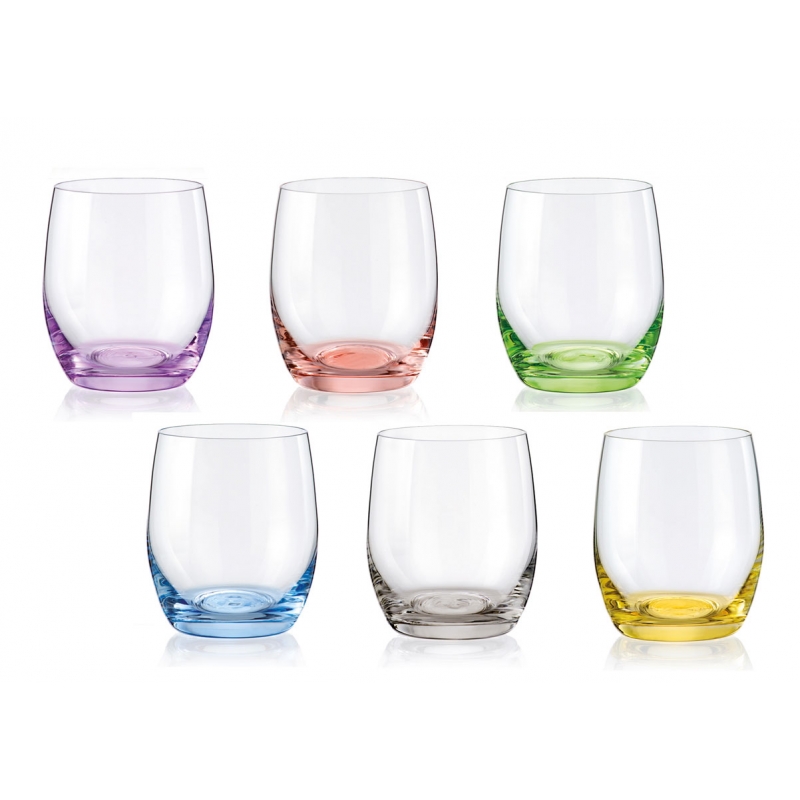 Juego 6 vasos bajos de agua cristal Spectrum Bohemia 300ml. colores